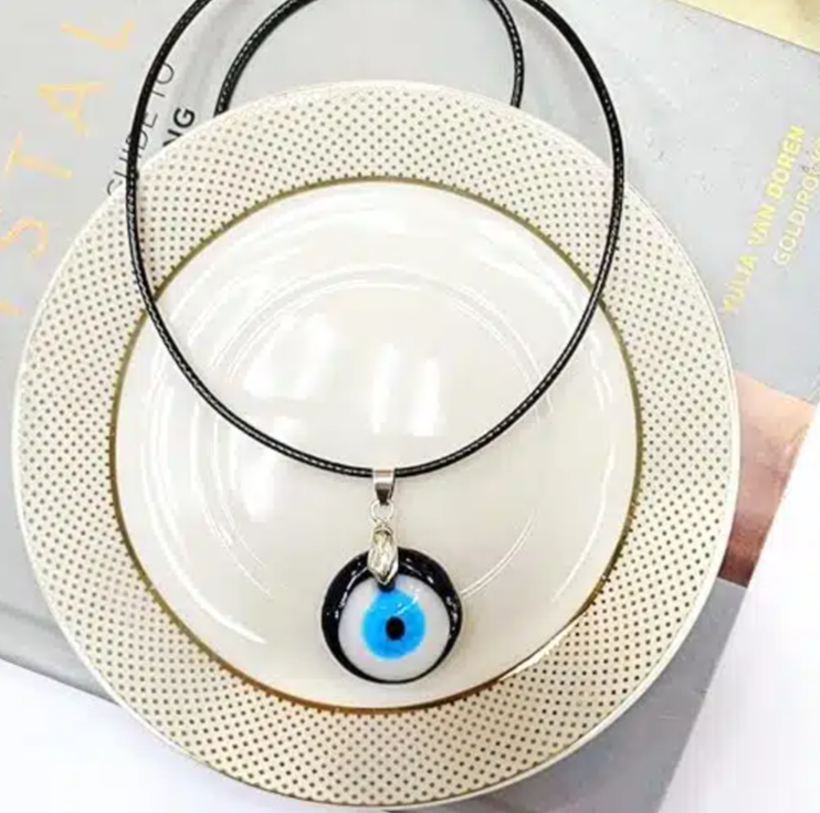 Evil Eye Round With Black Thread Pendant