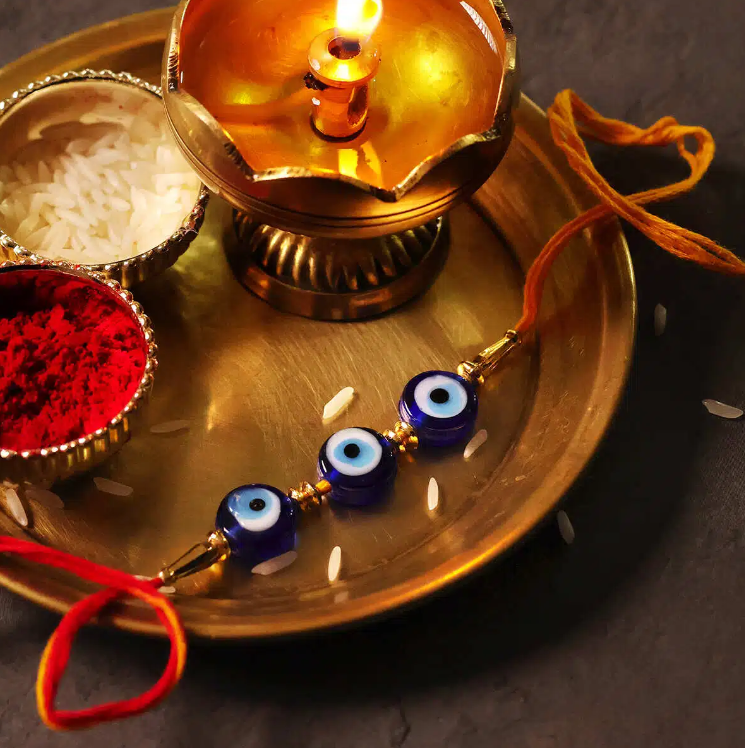 Evil Eye 3 Flat Beads Rakhi