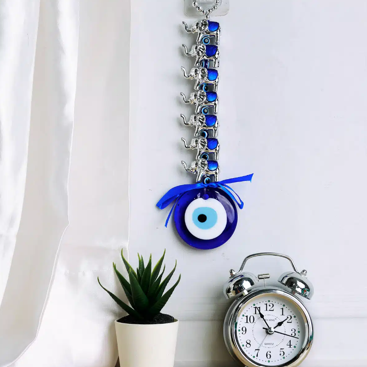 Evil Eye Seven Elephant Wall Hanging