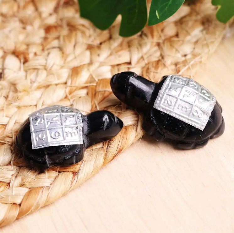 Black Agate Shree Yantra Tortoise