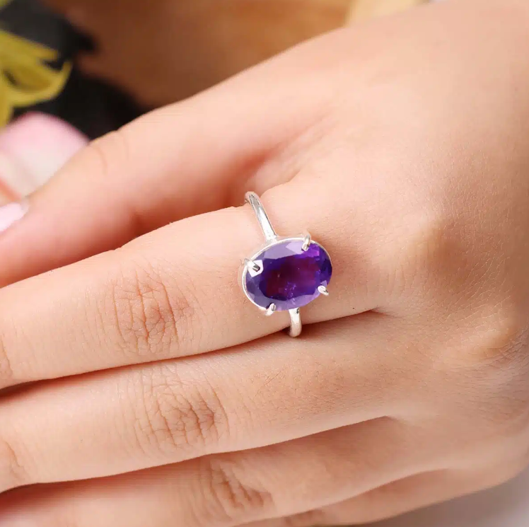 Amethyst Diamond Cut Ring