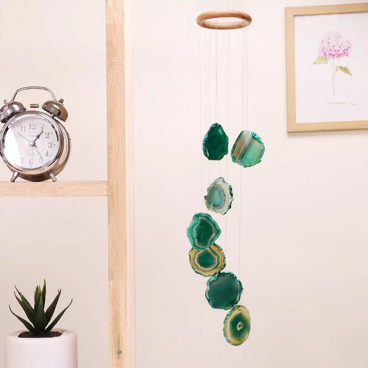 Green Agate Slice Windchime