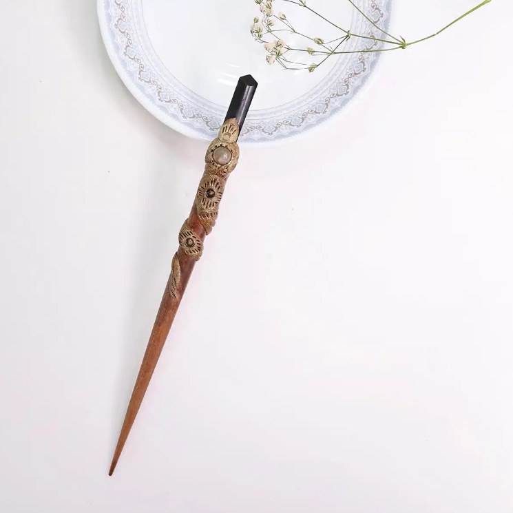 Black Tourmaline Hair Bun Sticks