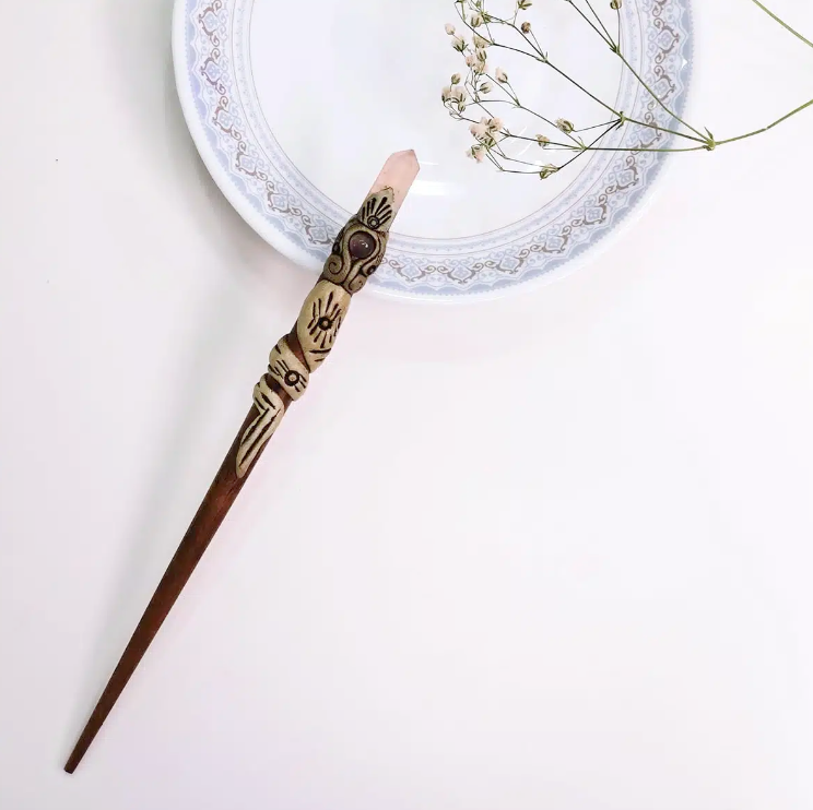 Rose Quartz Hair Bun Sticks