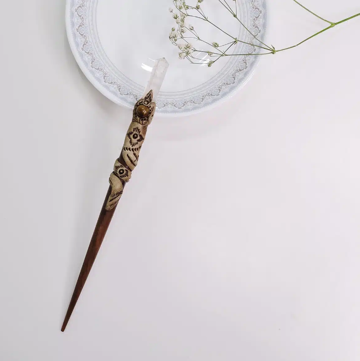 Clear Quartz Hair Bun Stick