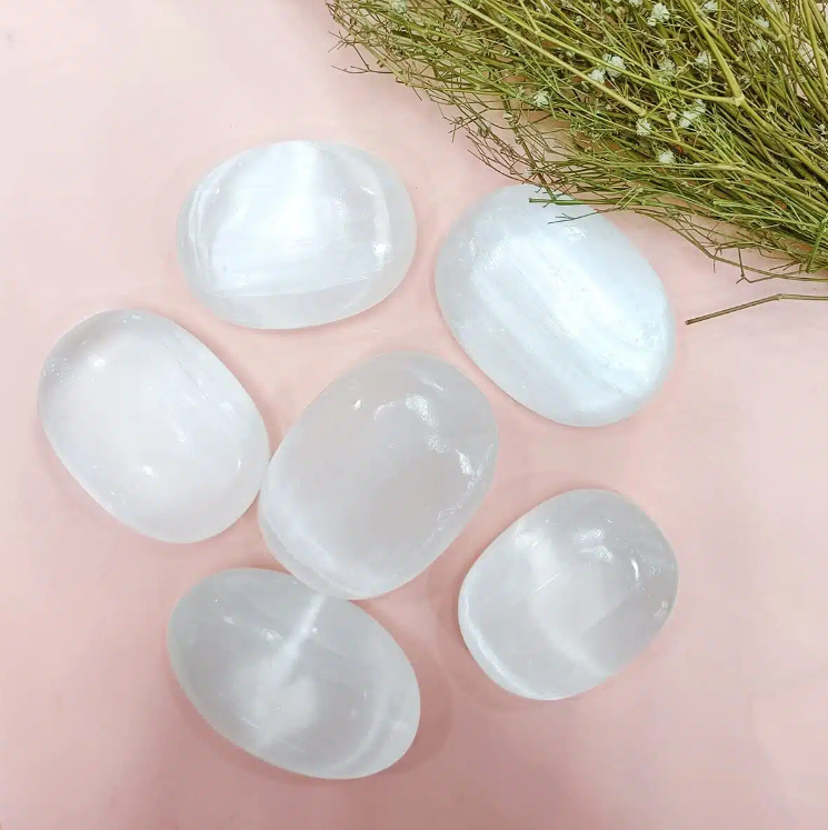 Selenite Palm Stone