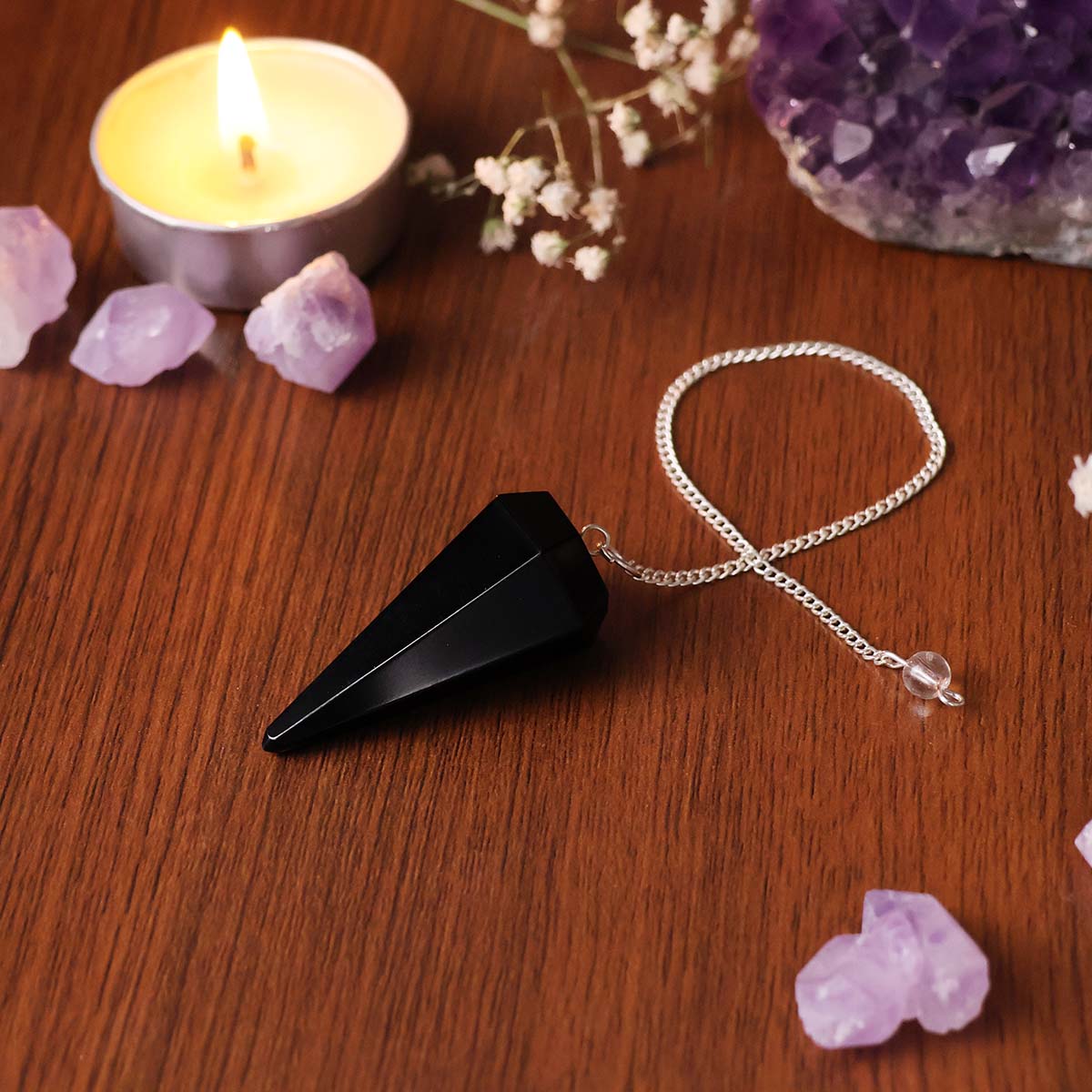 Black Obsidian Point Pendulum