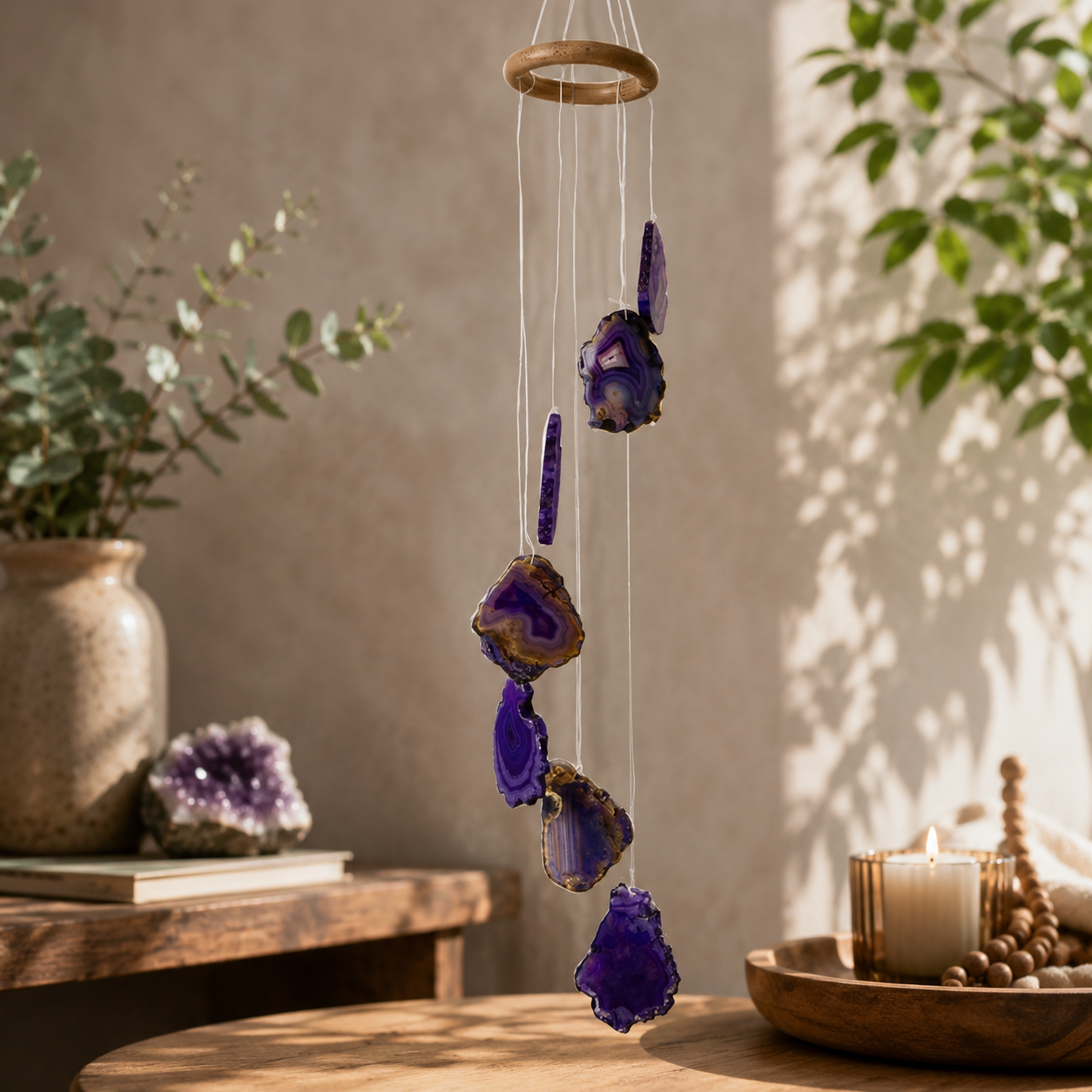 Purple Agate Slice Windchime