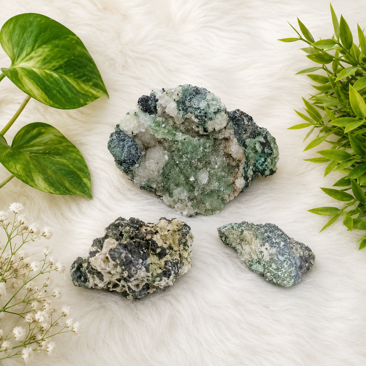 Green Calcite With Stilibite Cluster