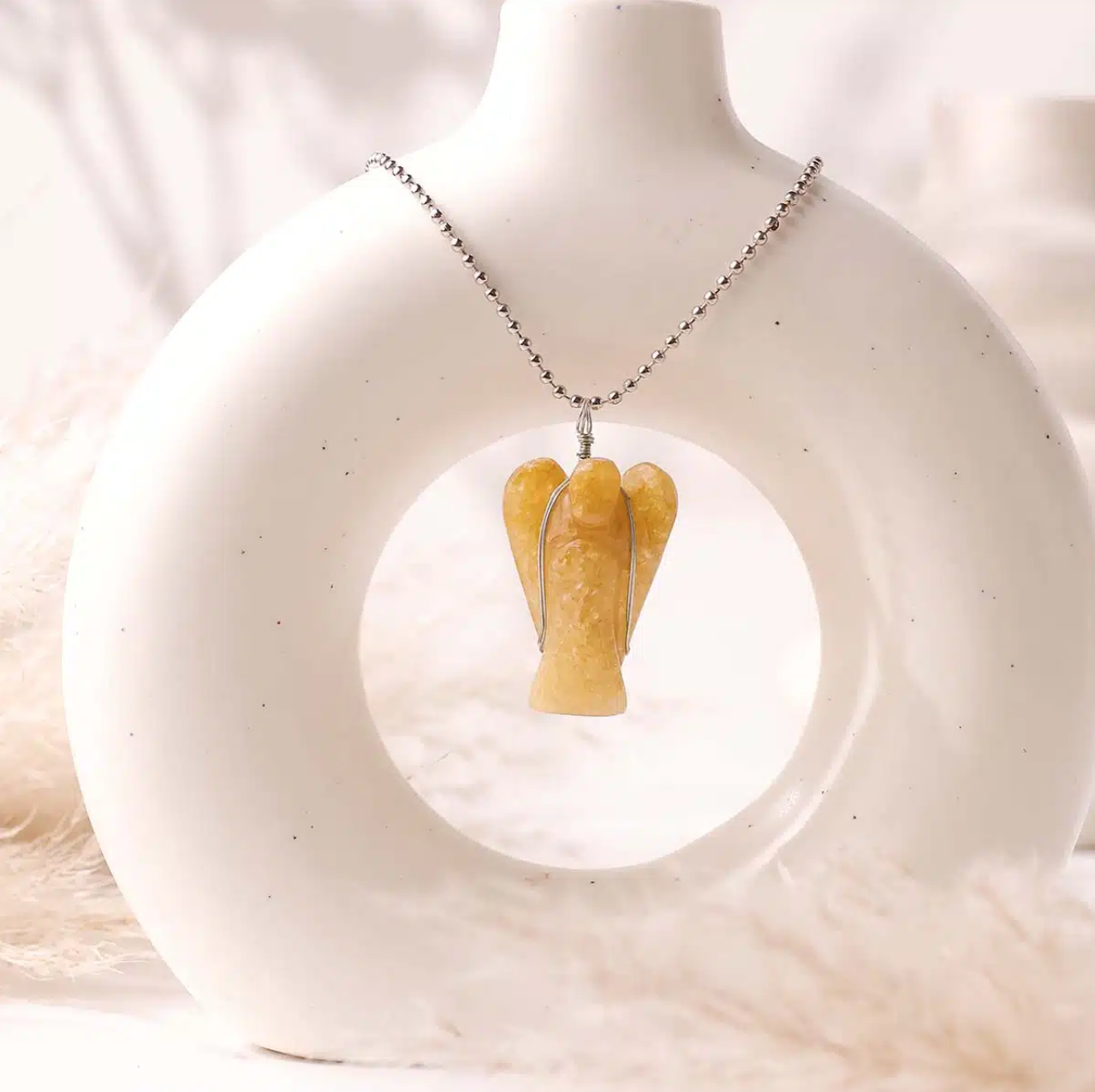 Golden Quartz Angel Pendant 1 inch