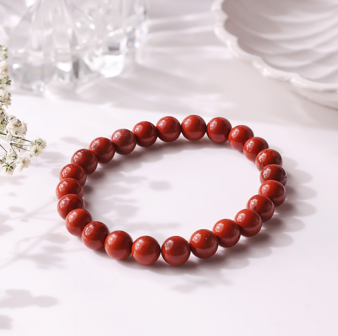 Red Jasper Round Beads Bracelet