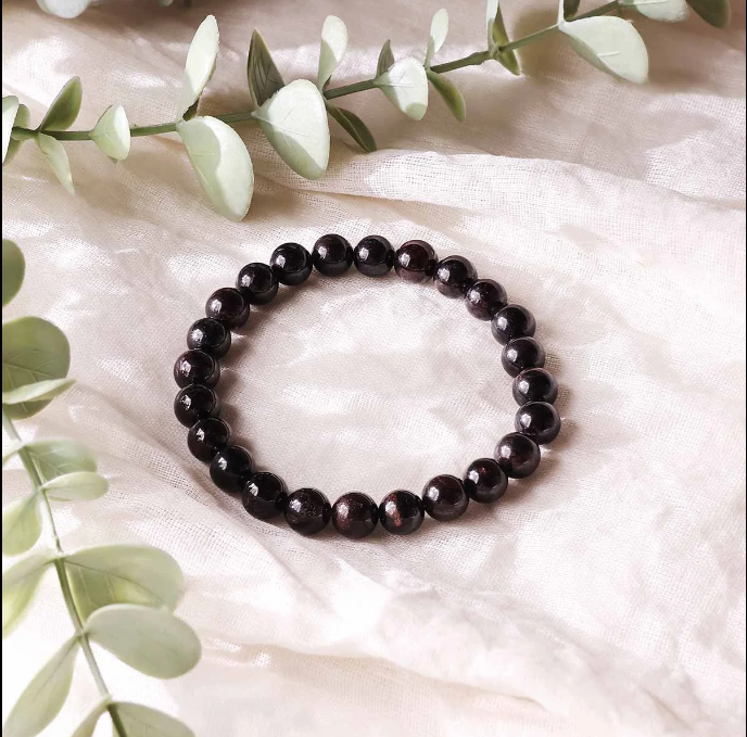 Garnet Round Beads Bracelet