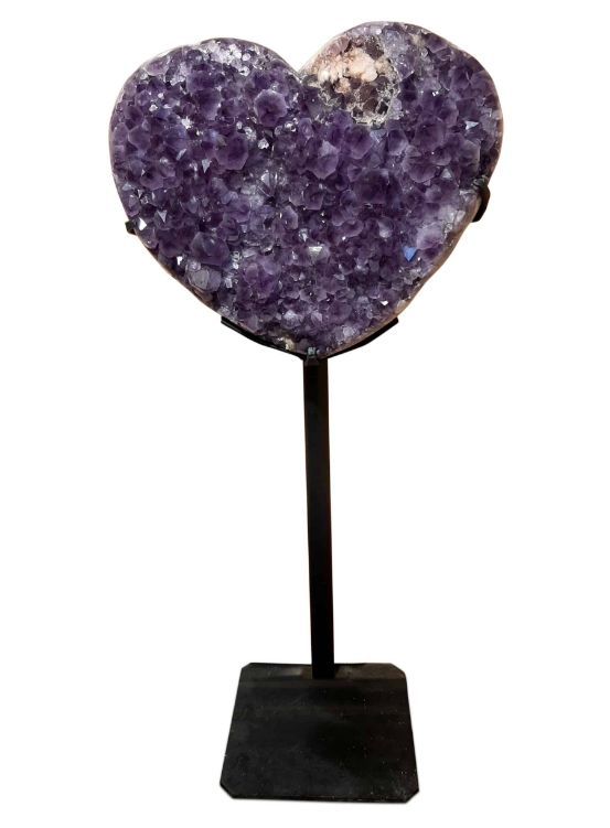 Amethyst Crystal Heart Big Geode on Stand