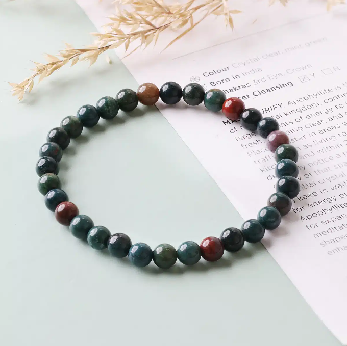 Bloodstone Round Beads Bracelet