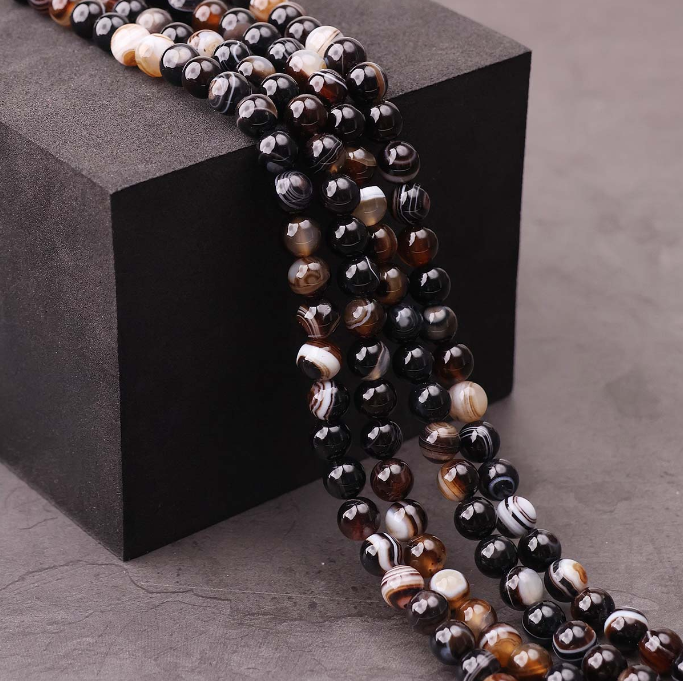 Black Sulemani Beads Line 8mm