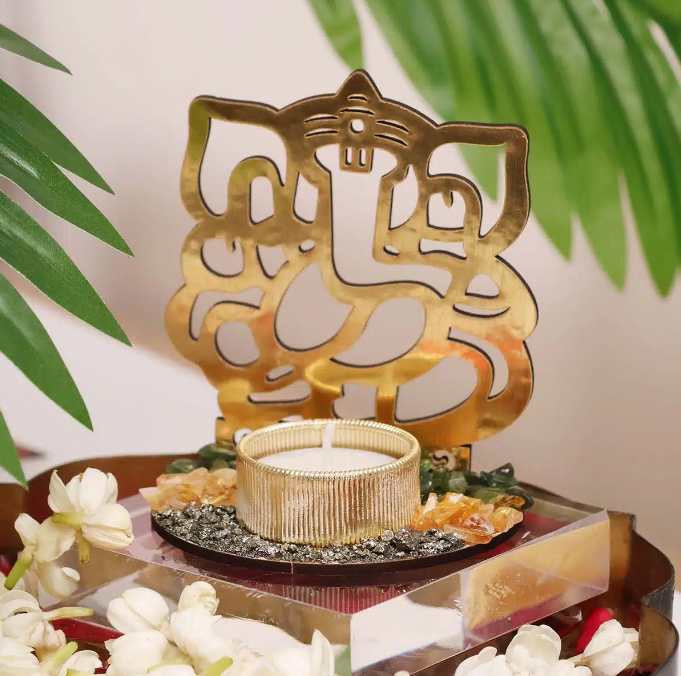 Ganesha Shadow Tea Light Candle Holder