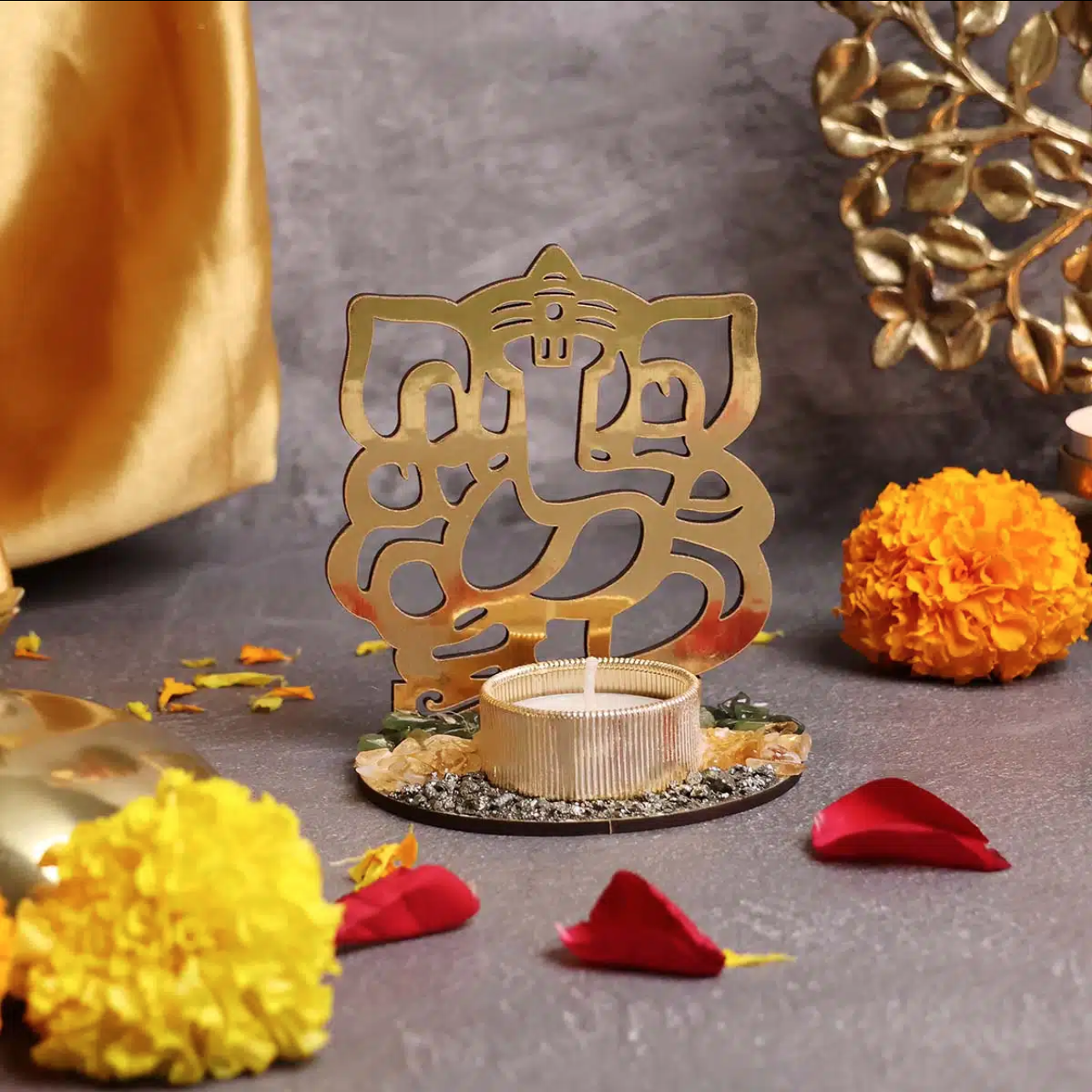 Ganesha Shadow Tea Light Candle Holder