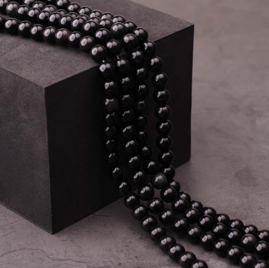 Black Obsidian Beads line 8mm