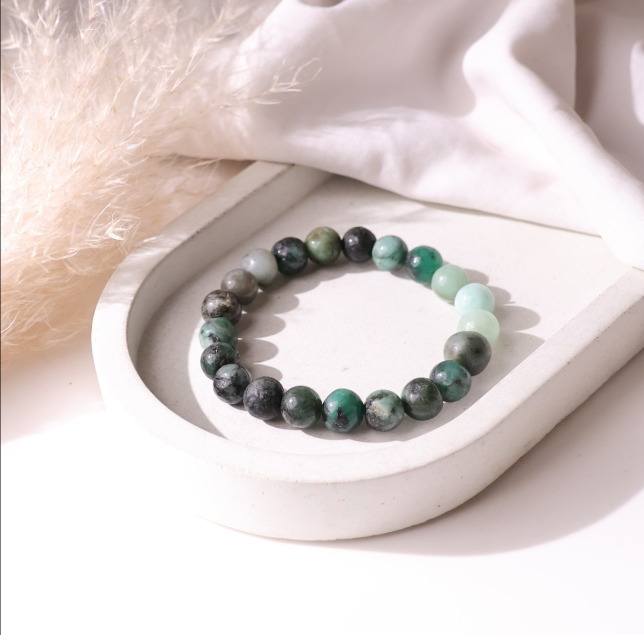 Emerald Round Beads Bracelet