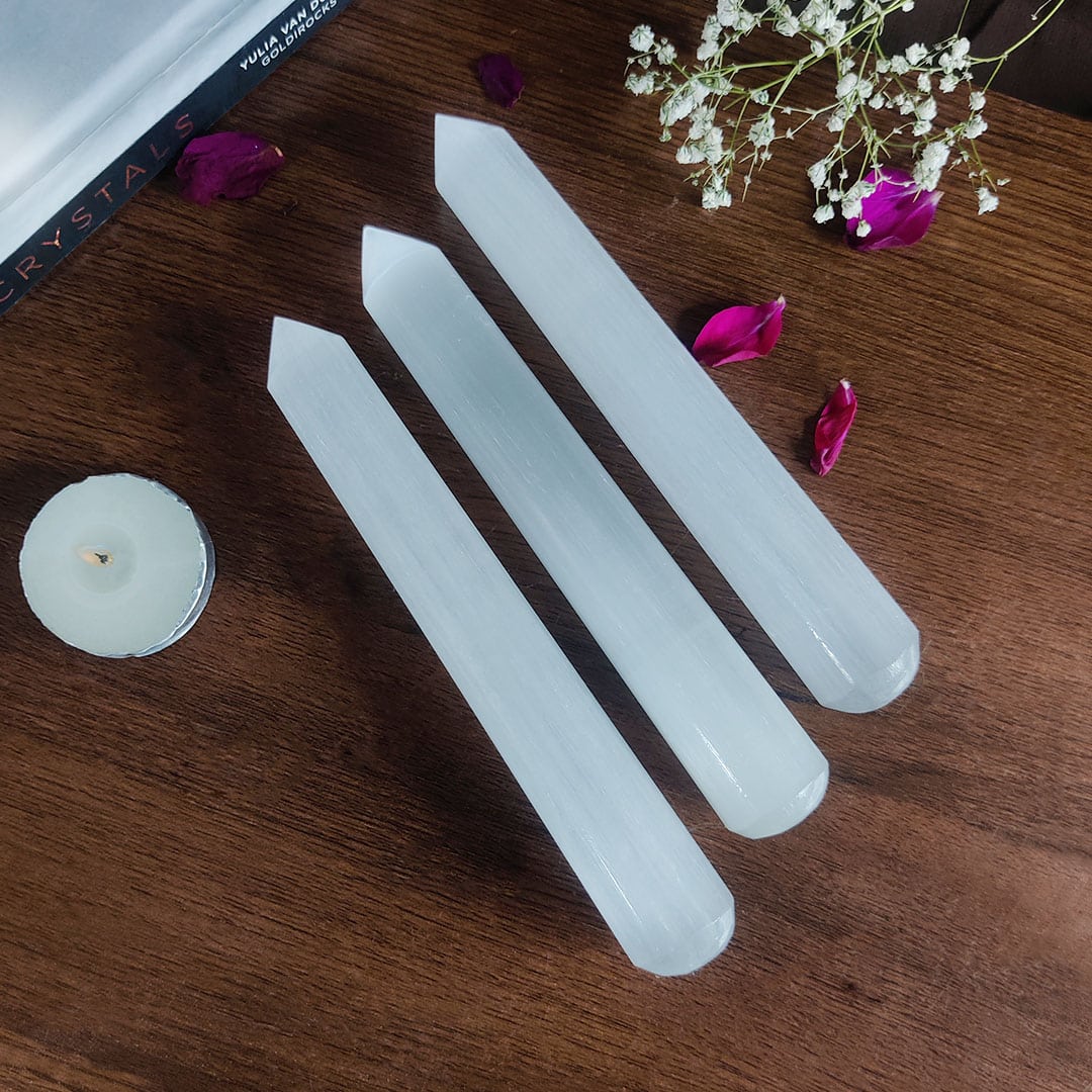 Crystal Pencil Point Wand,Selenite Crystal Massager Wand