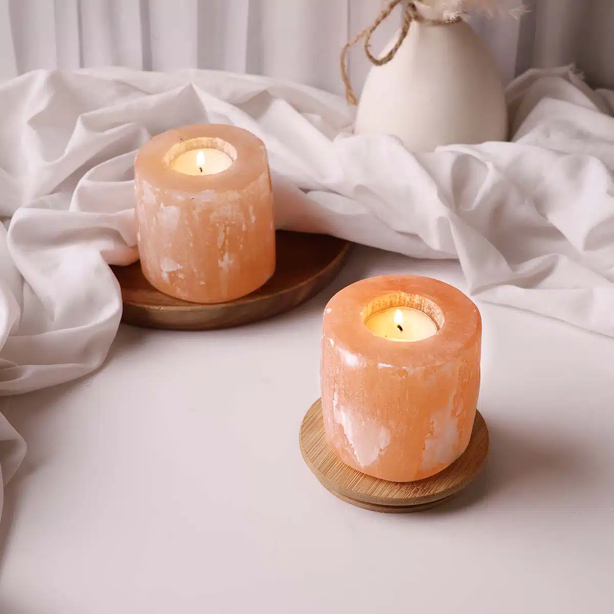 Orange Selenite Candle Holder