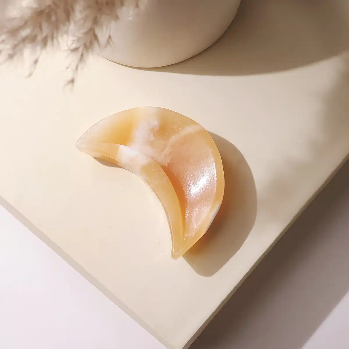 Yellow Calcite Moon Shape Bowl