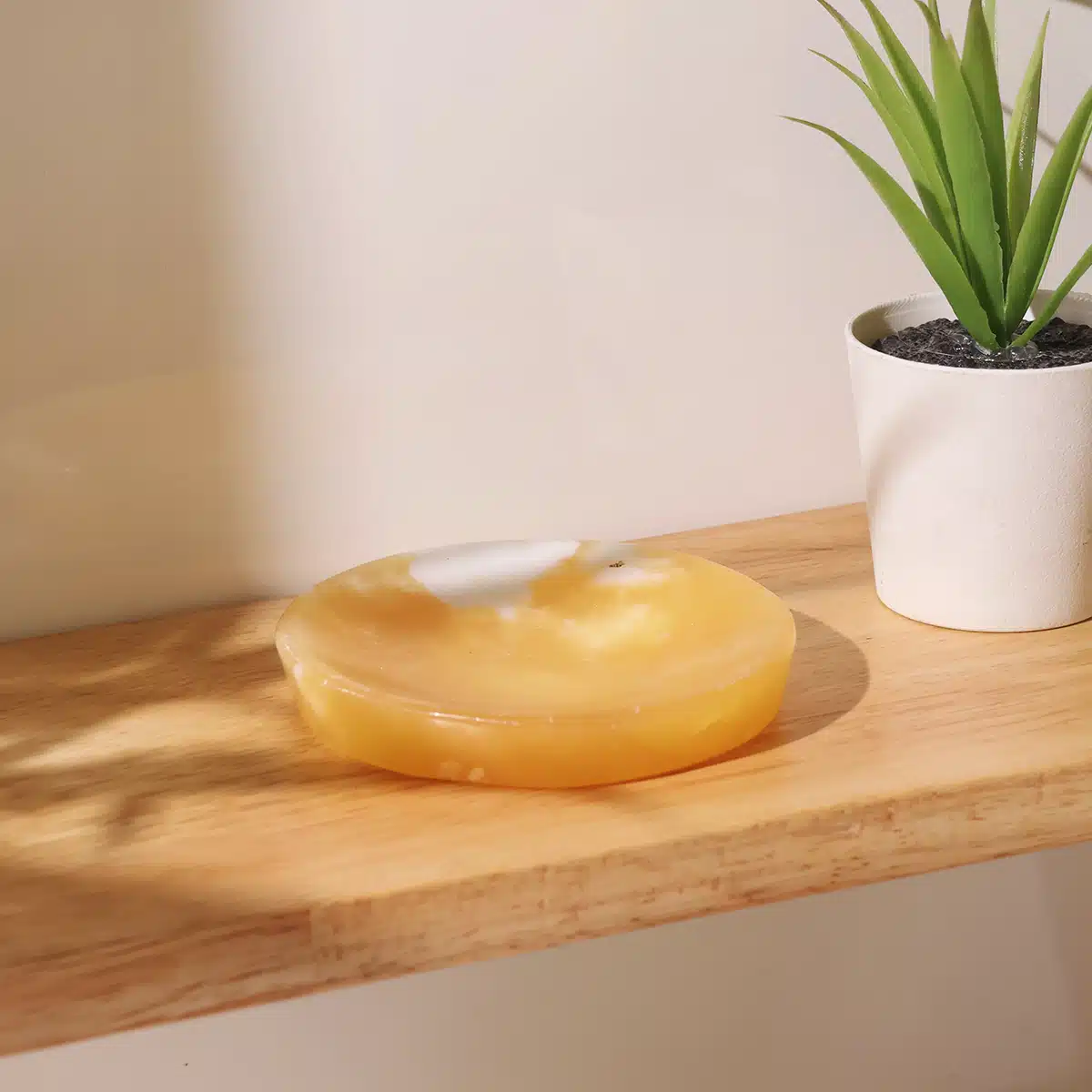 Yellow Calcite Round Shape Bowl