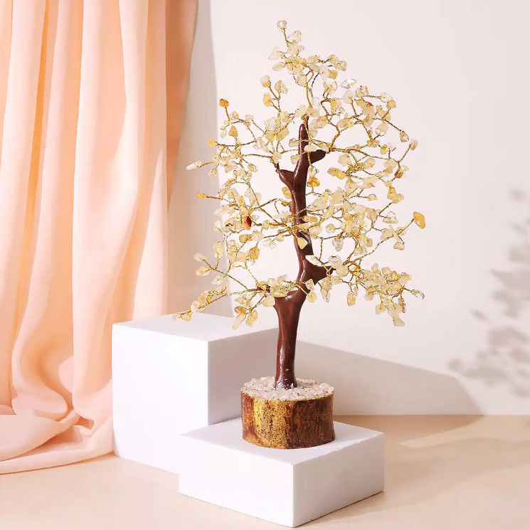 Citrine M-Seal Tree, Golden Wire, 100-500