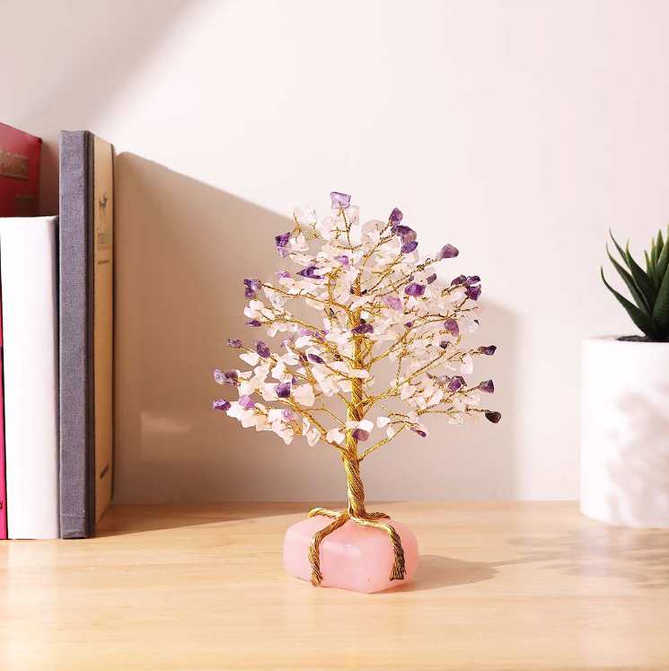 Mental Peace tree 300B On Rose Quartz Raw