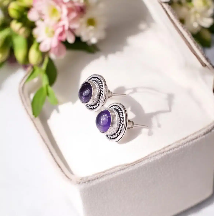 Amethyst Stud Earrings