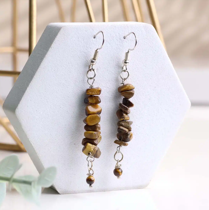 Tiger Eye Chips Hook Earring