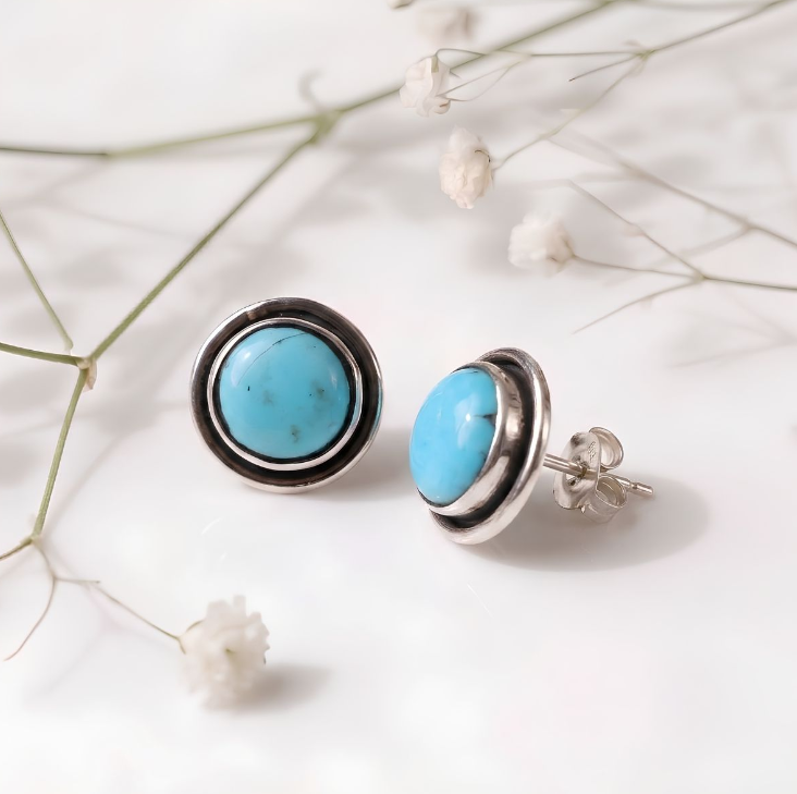 Persian Turquoise Round Stud Earring