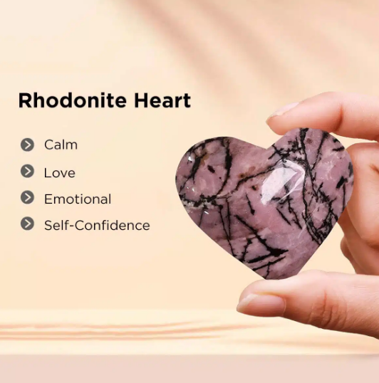 Rhodonite Stone In Heart Shape Carved