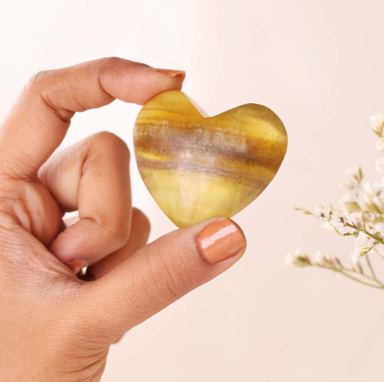 Yellow Fluorite Heart