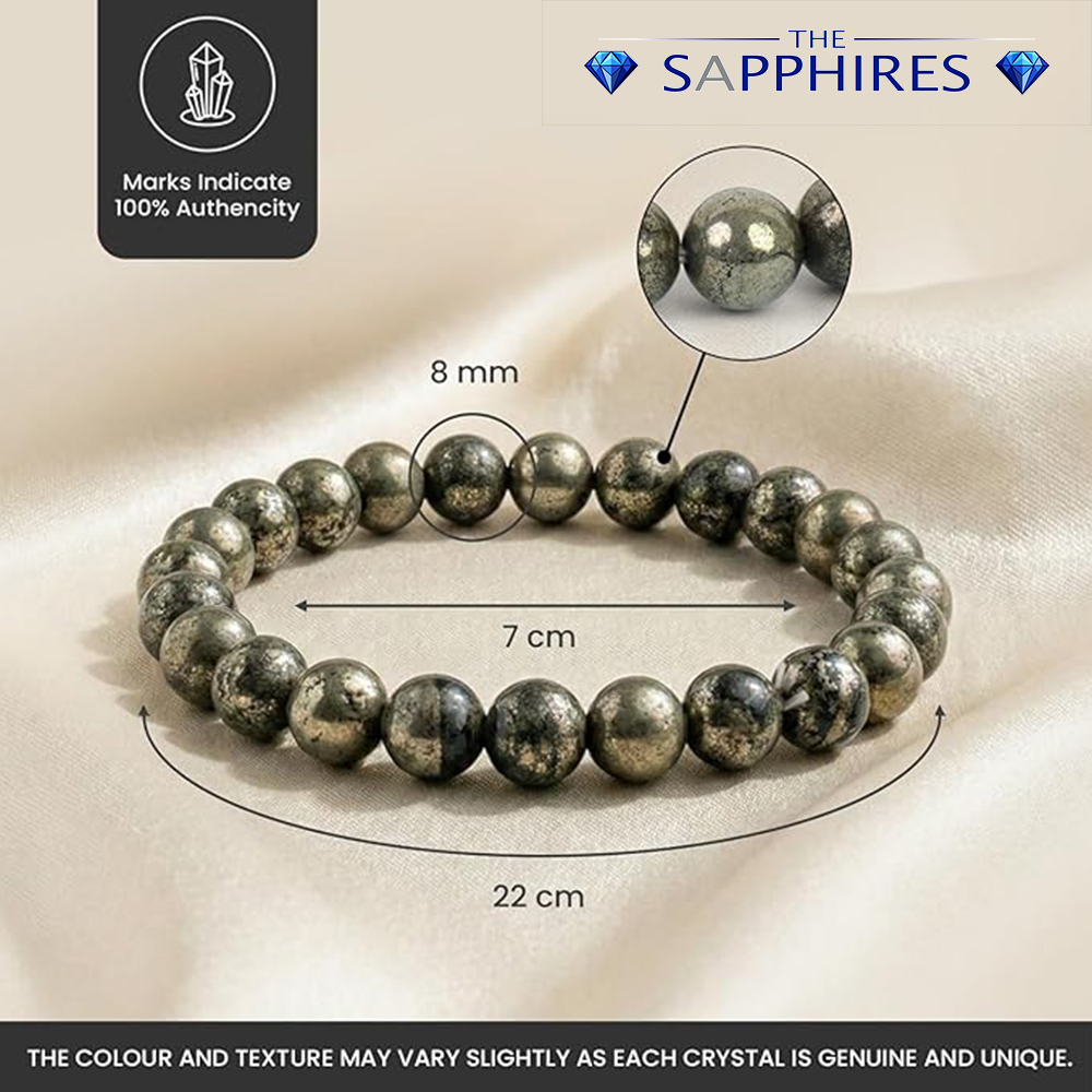 Raw Pyrite Bracelet with Selenite Plate | Stone of Wealth, Abundance & Protection | Pyrite Stone for Wealth, Prosperity & Good Luck | Crystal Bracelet for Man & Woman | Gift for Man & Woman