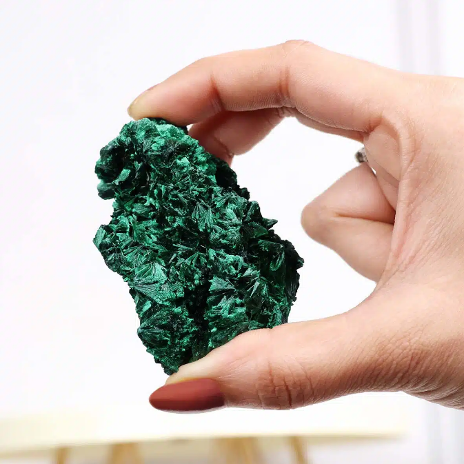 Fibrous Malachite Raw Cluster