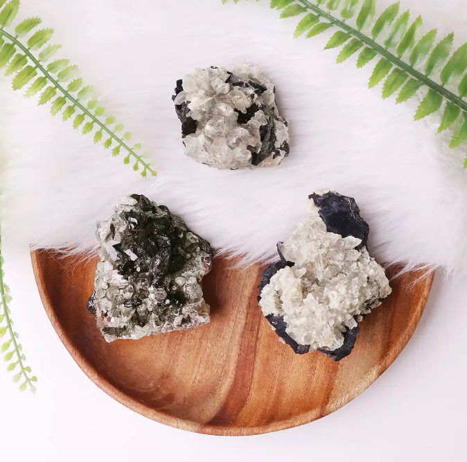 Black Tourmaline With Quartz Cluster