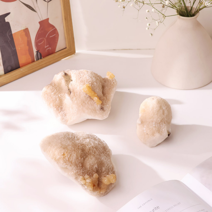 Scolecite with Yellow Calcite Cluster