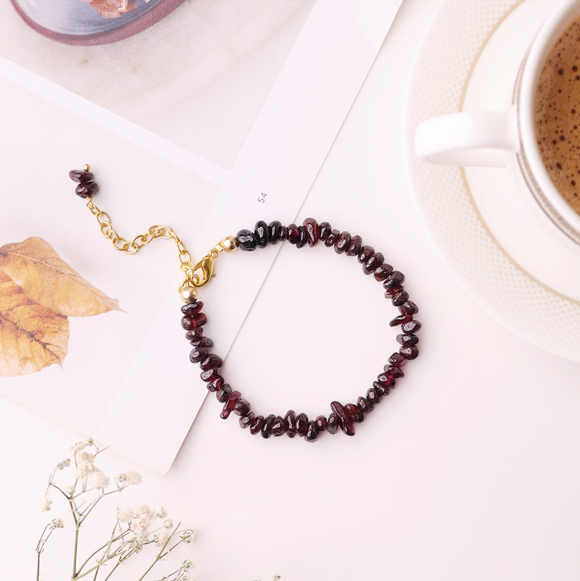 Garnet Chips Chain Bracelet