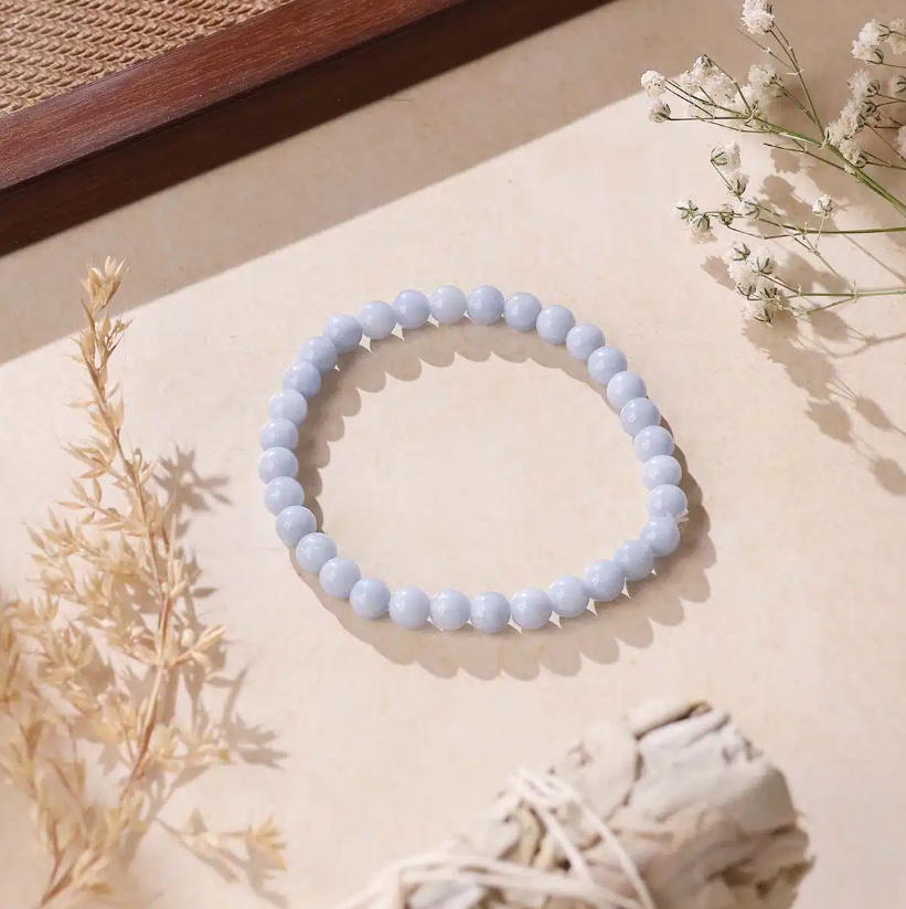 Angelite Round Beads Bracelet