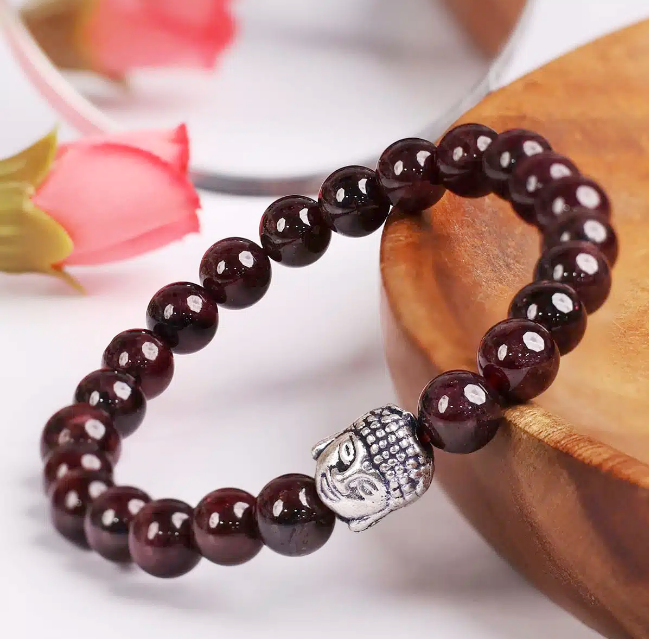 Garnet Buddha Bracelet