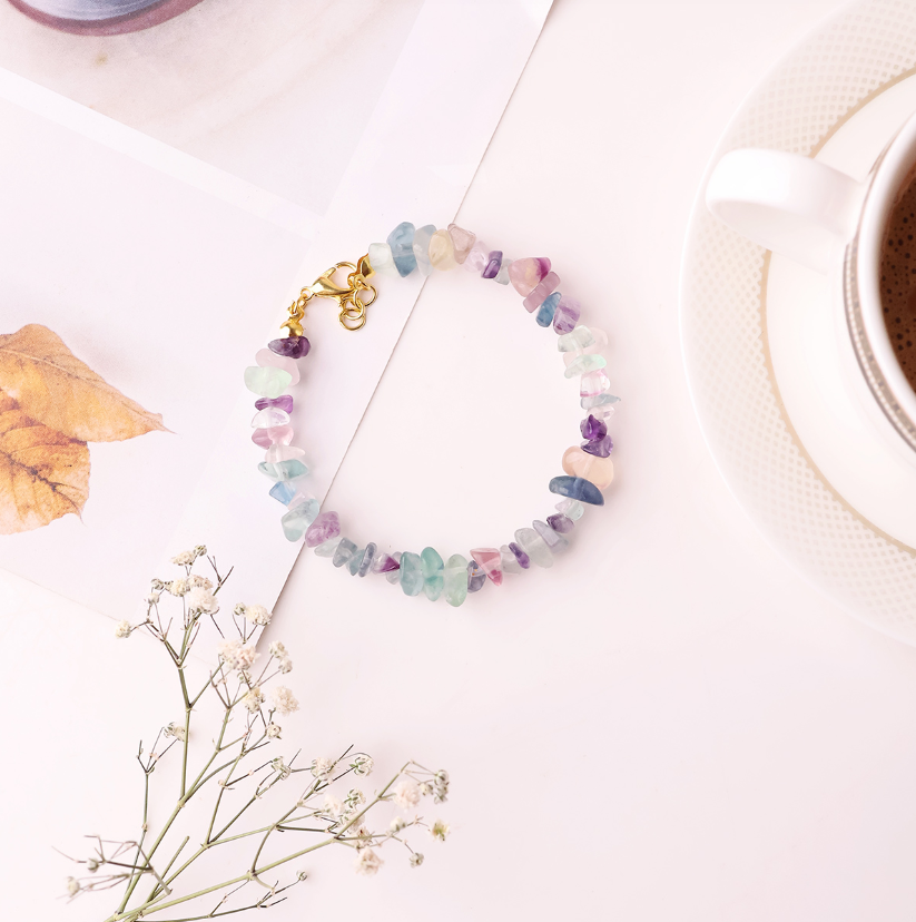Multi Fluorite Chips Chain Bracelet