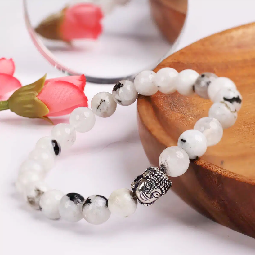 Rainbow Moonstone Buddha Bracelet