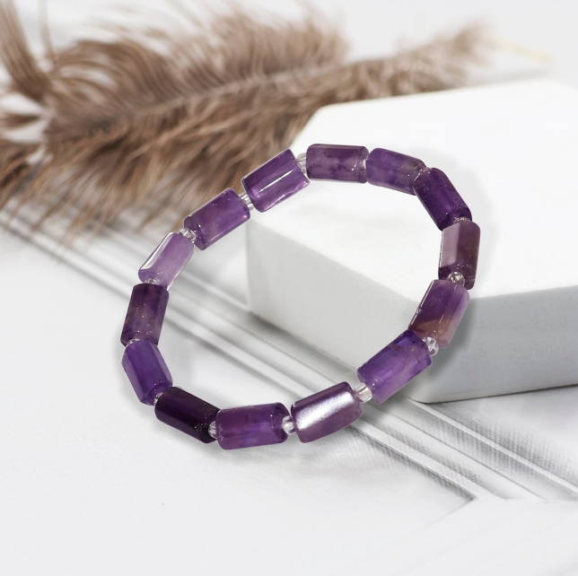 Amethyst Rectangle Beads Bracelet