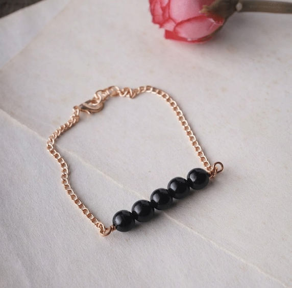 Black Tourmaline Five Beads Bracelet