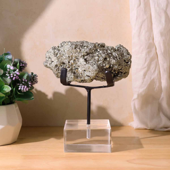 Pyrite Cluster With Black Stand