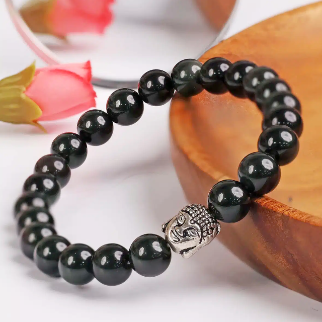 Black Obsidian Buddha Bracelet