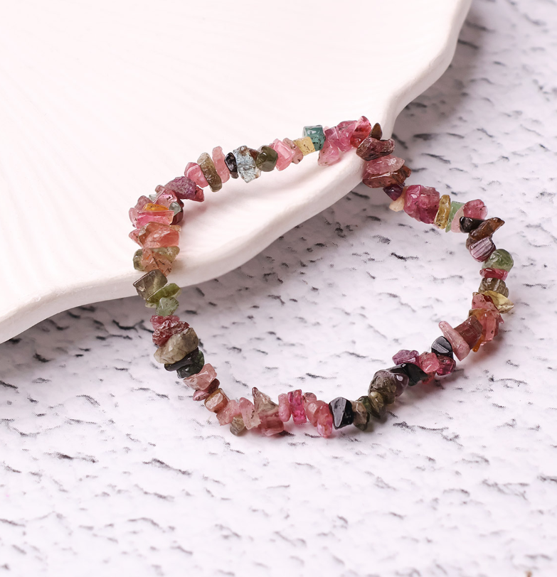 Multi Tourmaline Chips Stone Bracelet