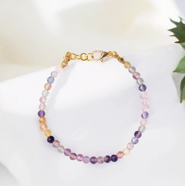 Multi Fluorite Bracelet In 4mm Faceted Beads