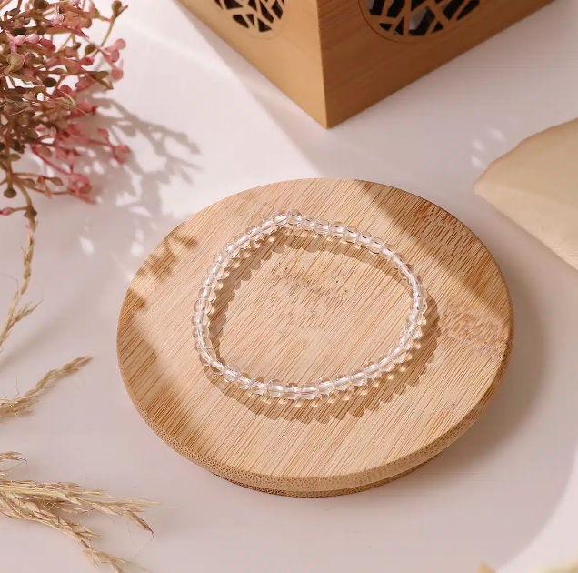 Clear Quartz Round Beads Bracelet